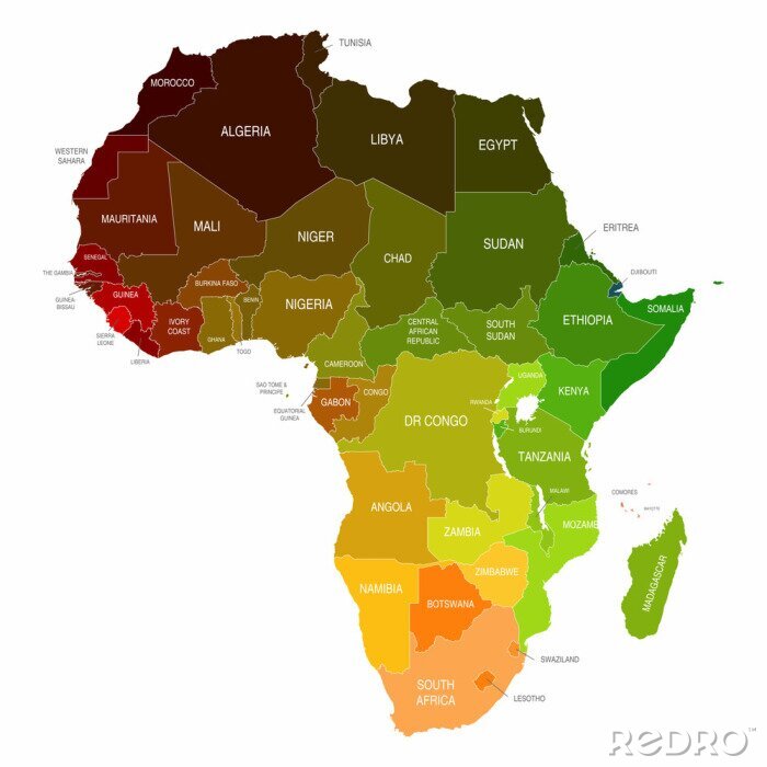 Canvas Afrika Kaart Gekleurde Vormen Landen