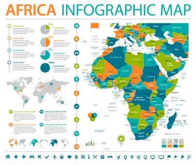 Afrika Kaart - Info Grafische Vector Illustratie