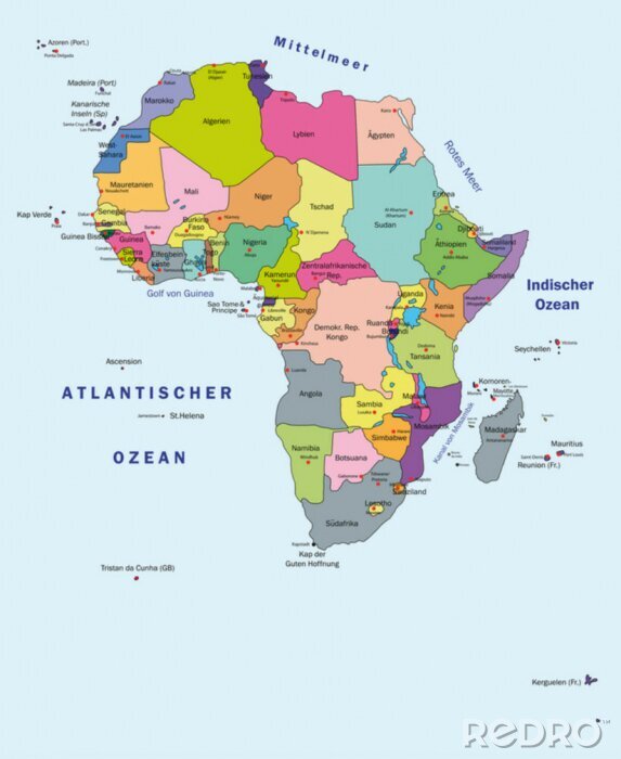 Canvas Afrika kaart met vele kleine eilandjes