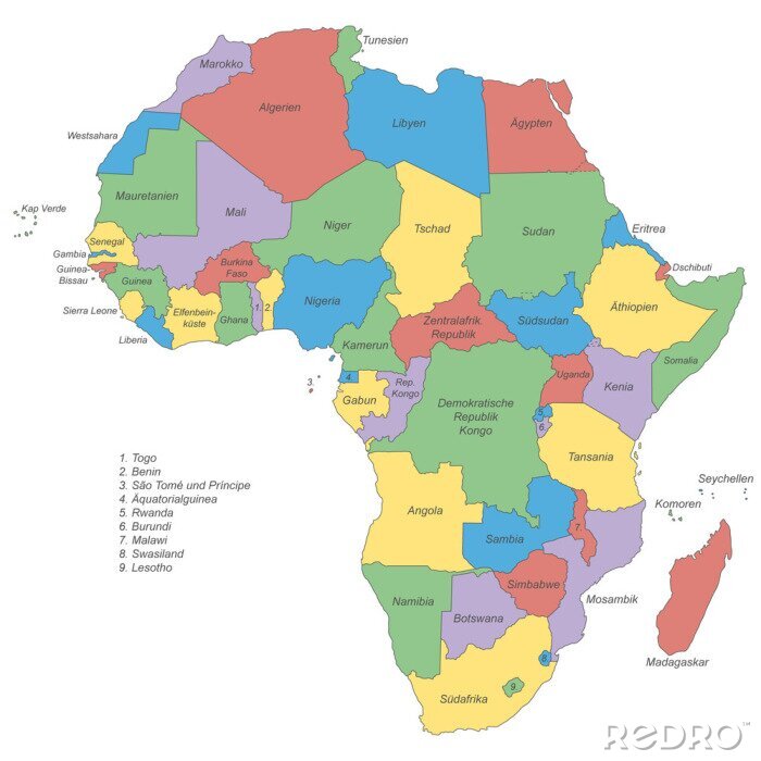 Canvas Afrika - politische Karte (beschriftet)
