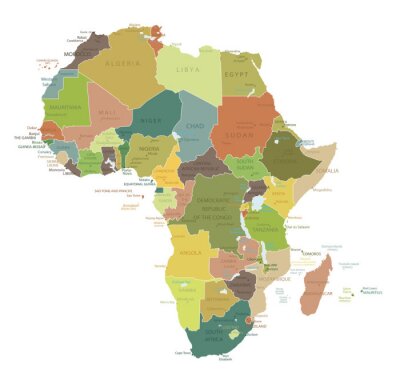 Canvas Afrika-zeer gedetailleerde map.Layers gebruikt.