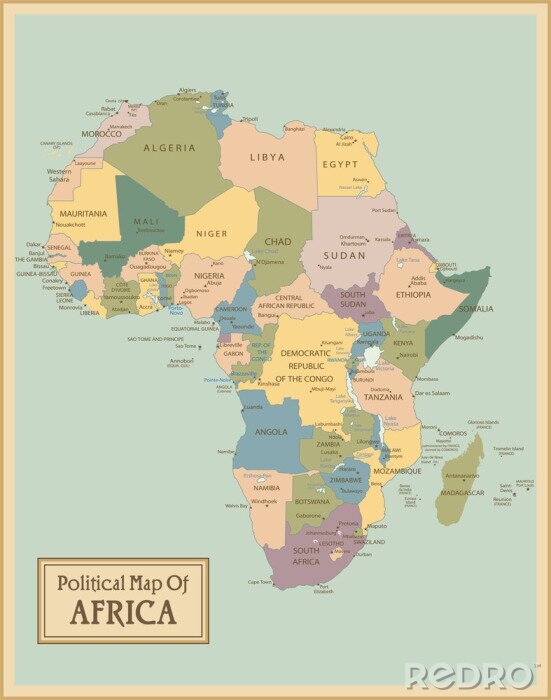 Canvas Afrika-zeer gedetailleerde map.Layers gebruikt.