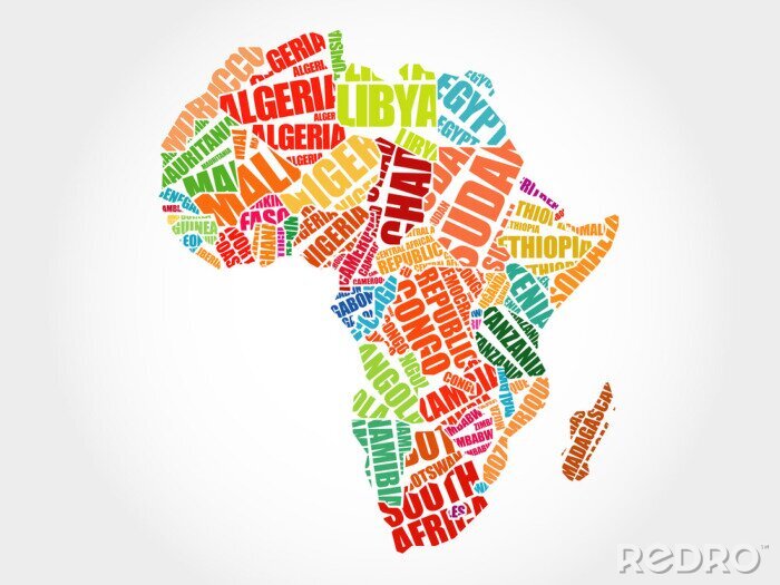 Canvas Afrikaanse landen kaart Typografie woord wolk concept