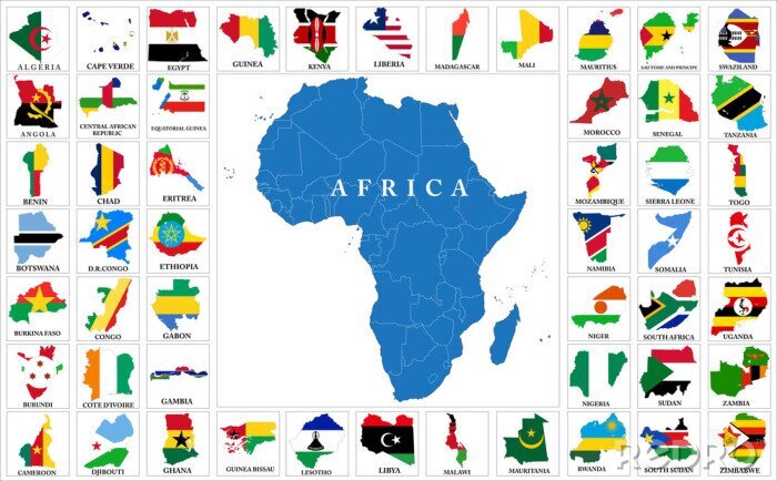 Canvas Afrikaanse landen Vlag kaarten