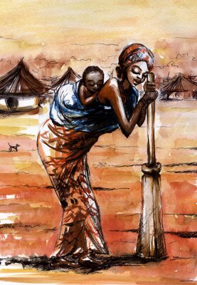 Canvas Afrikaanse vrouw.