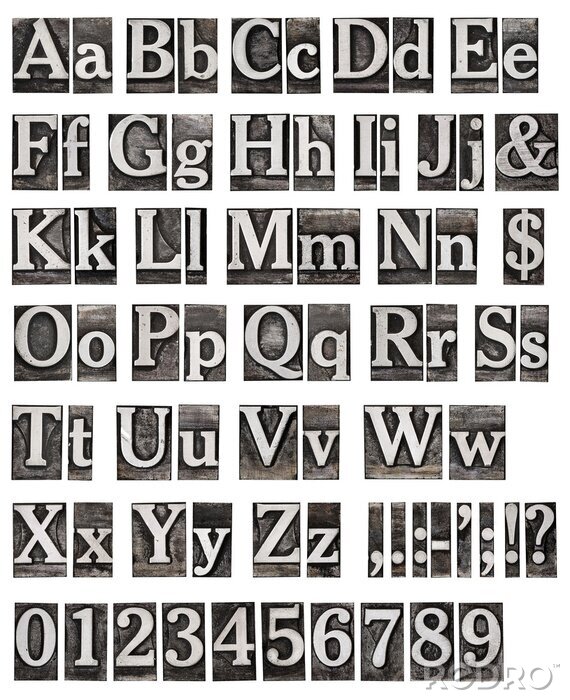 Canvas alfabet van oude metalen letters