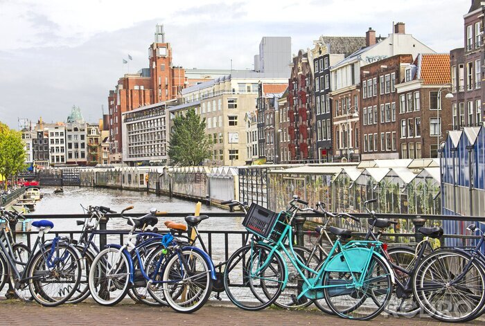 Canvas Amsterdam en fietsen op de brug