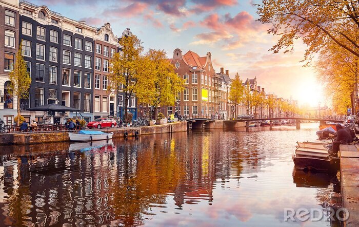Canvas Amsterdam in de herfst