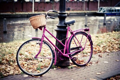 Canvas Amsterdamse roze fiets