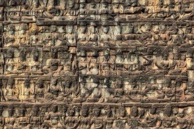Canvas Ancient Khmer carved on stone background