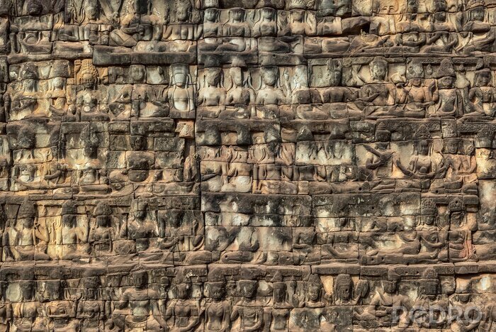 Canvas Ancient Khmer carved on stone background