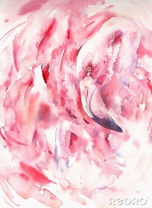 Canvas Aquarel abstracte flamingo