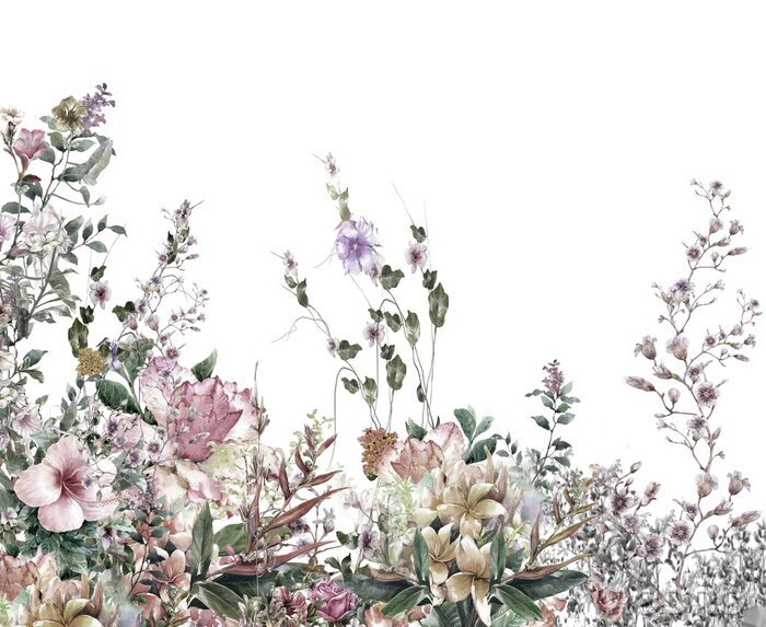 Canvas Aquarel bloemen