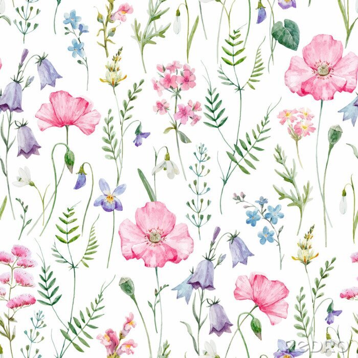 Canvas Aquarel bloemen vector patroon