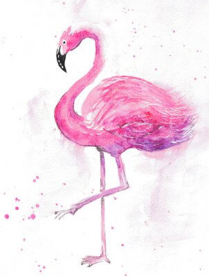 Aquarel flamingo op een lichte achtergrond