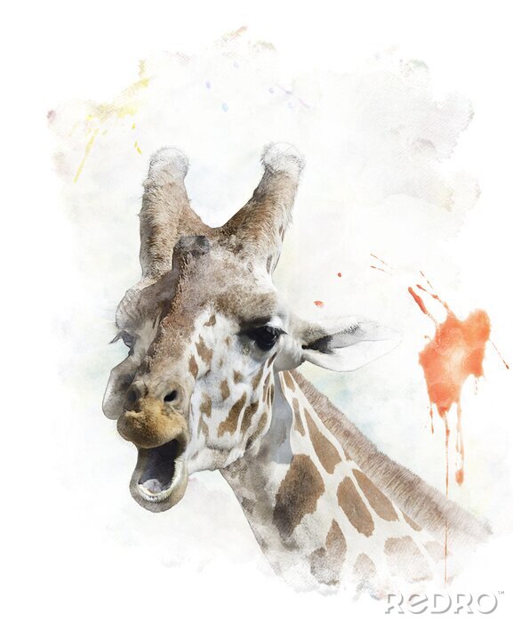 Canvas Aquarel giraf