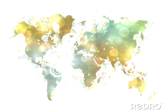 Canvas Aquarel glanzende kaart van de wereld
