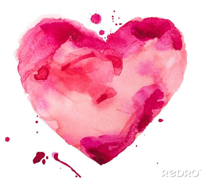 Canvas aquarel hart. Concept - liefde, relatie, kunst, schilderen