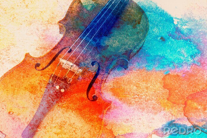 Canvas Aquarel viool