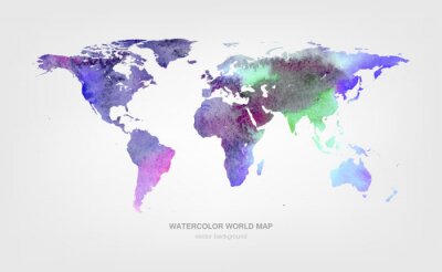 Canvas Aquarel wereldkaart