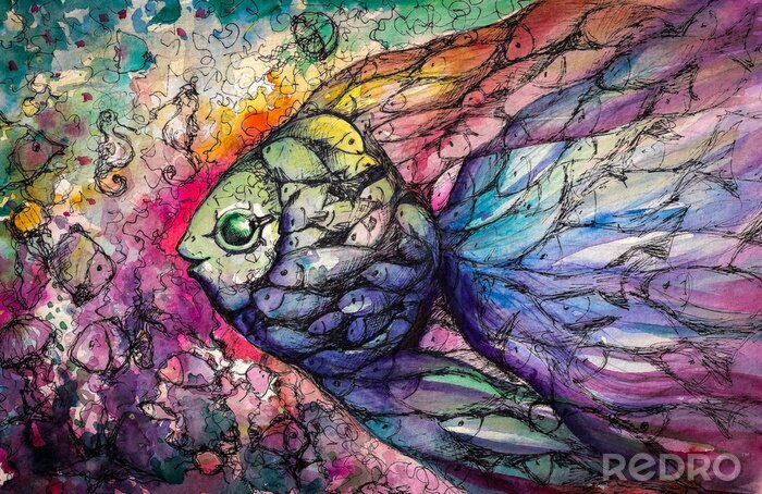 Canvas Aquarel zeevis
