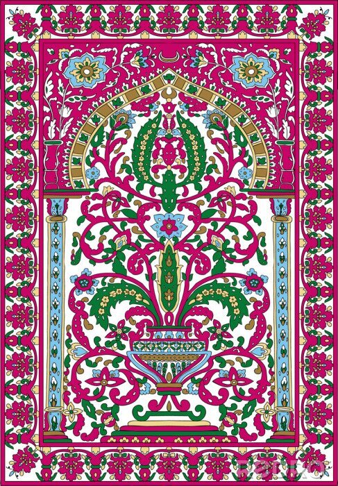 Canvas Arabic tile fresca flower pink