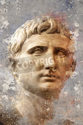 Canvas Artistiek portret met geweven achtergrond, de klassieke Griekse beeldhouwkunst