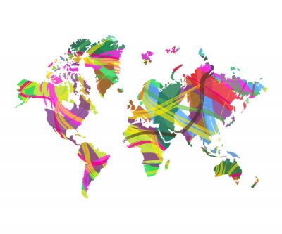 Canvas Artistieke kaart van de wereld