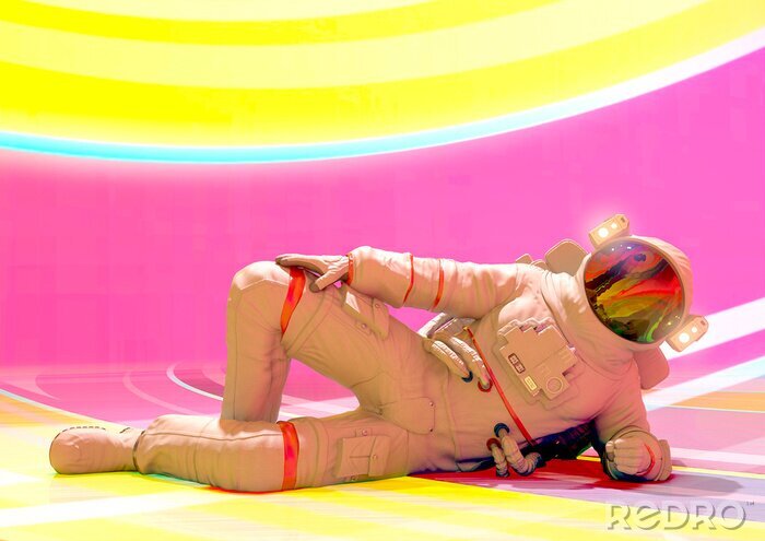 Canvas Astronaut in de kleurrijke ruimte