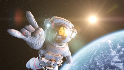 Canvas Astronaut in een baan