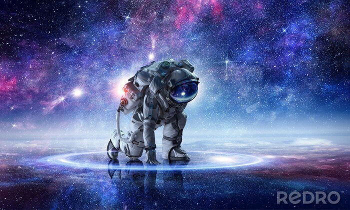 Canvas Astronaut op de achtergrond van de melkweg