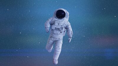 Astronaut op een sterrenhemel achtergrond