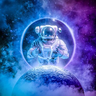 Canvas Astronaut over de planeet