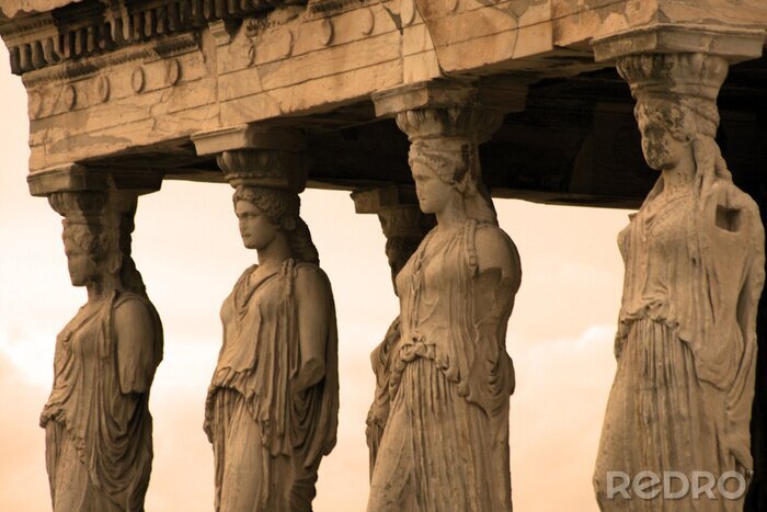 Canvas Athene, Griekenland - kariatiden, gebeeldhouwde vrouwelijke figuren