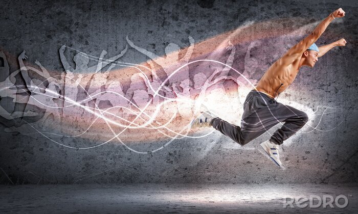 Canvas Atletische man die danst