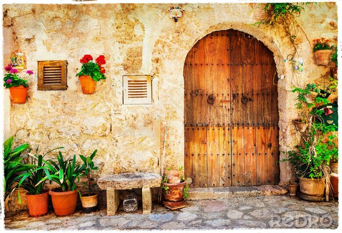 Canvas authentic old streets in Valdemossa village, Mallorca