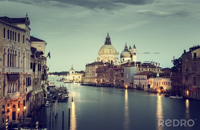 Canvas Avond donker uitzicht op Venetië