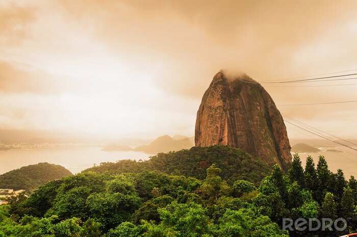 Canvas Avond gezien Sugarloaf berg in Rio De Janeiro Brazilië