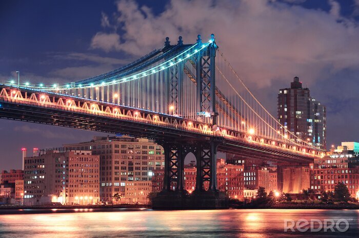Canvas Avond Manhattan Bridge