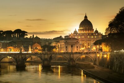 Canvas Avond warm landschap van Rome
