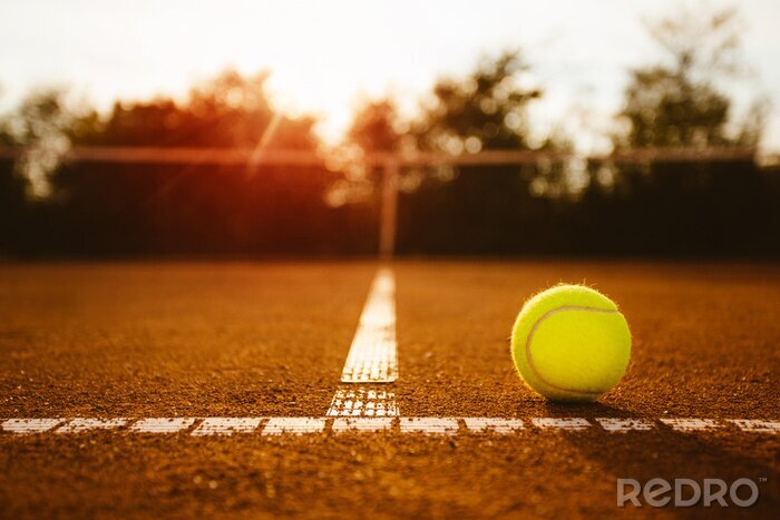 Canvas Bal op een tennisbaan