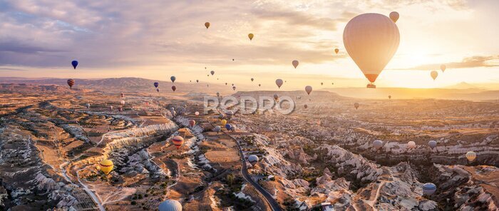 Canvas Ballonnen boven Cappadocië