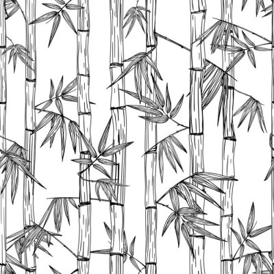 Canvas Bamboejungle in tekenfilmstijl