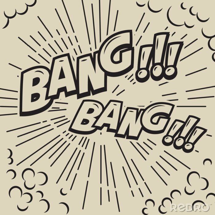 Canvas Bang. Grappige stijluitdrukking op achtergrond met snelheidslijnen. Ontwerpelement voor poster, kaart, flyer, banner.