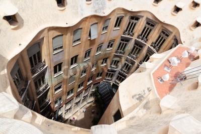 Canvas BARCELONA - JULY 18: Abstract chimey of Casa Mila (La Pedrera) on JULY 18, 2011 in Barcelona, Spain. La Pedrera was built in 1906-1910 by the most famous catalan architect Anthoni Gaudi.
