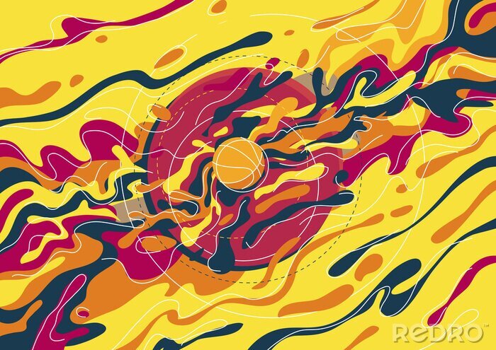 Canvas basketbalbal en abstracte patronen