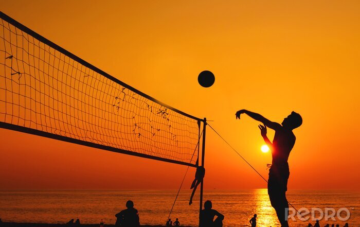 Canvas beach volleyball silhouette