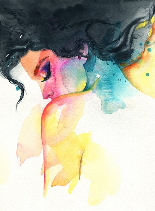 Canvas Beautiful woman. fashion illustration. watercolor painting