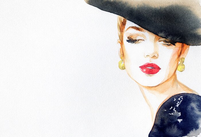 Canvas beautiful woman. fashion illustration. watercolor painting