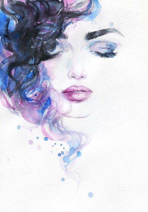 Canvas beautiful woman. fashion illustration. watercolor painting